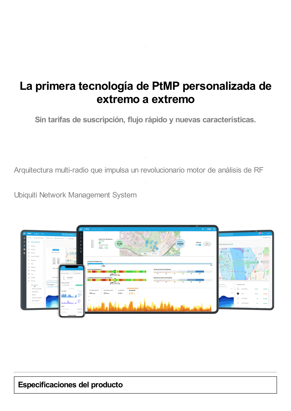 Radio Estación Base PtMP LTU™ Rocket, hasta 600 Mbps, 5 GHz (4.9 - 6.2 GHz), con filtrado de RF patentado y GPS sync para un rendimiento superior