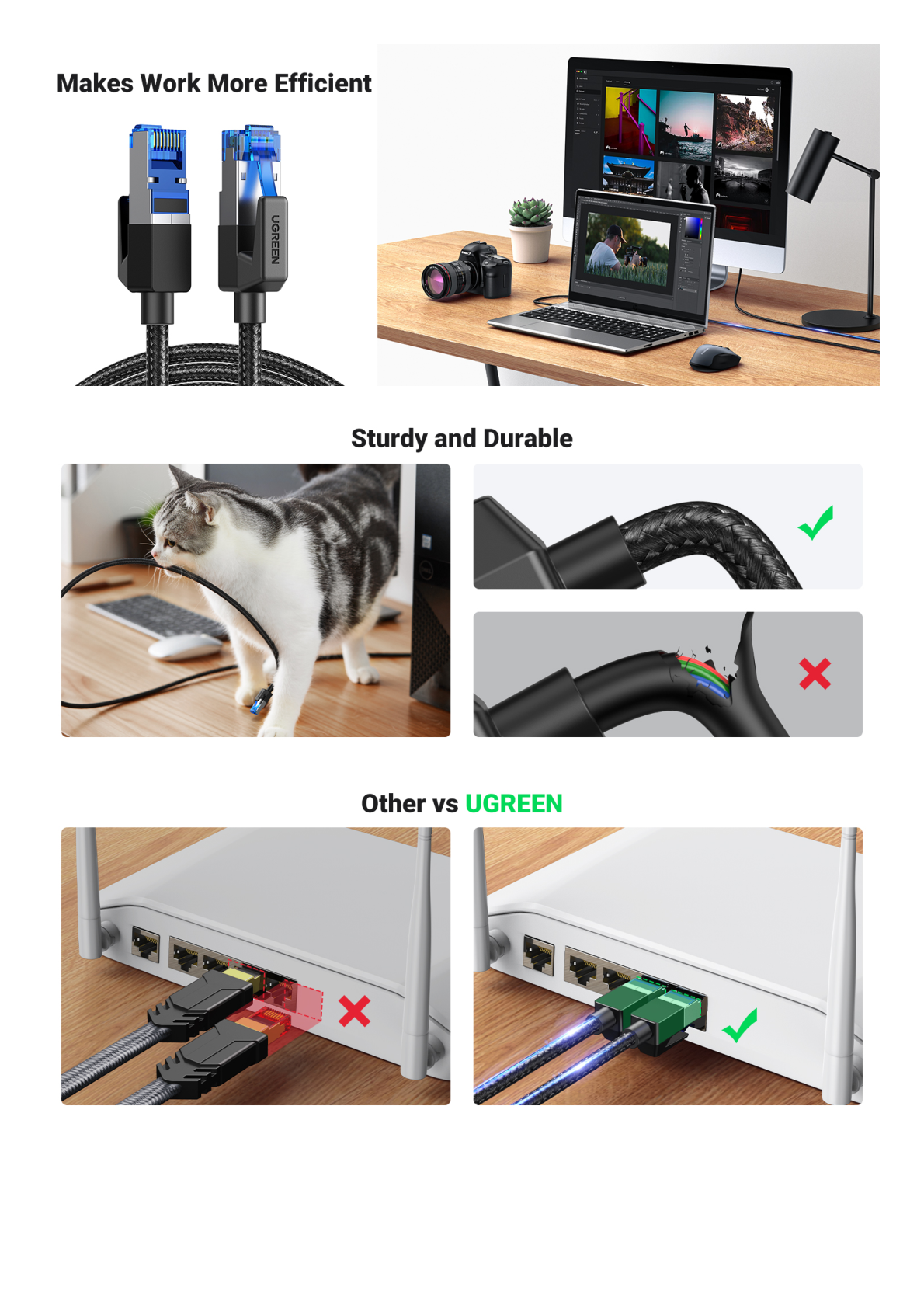 Cable Ethernet Cat8 CLASSⅠF/FTP Redondo con Malla de Nylon 1 Metro