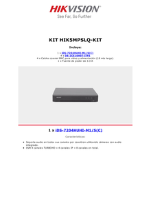 (MICRÓFONO INTEGRADO) KIT TURBOHD 5 Megapixel / DVR 4 Canales / 4 Cámaras Bala con Micrófono Integrado (exterior 2.8 mm) / Fuente de Poder / Accesorios de Instalación