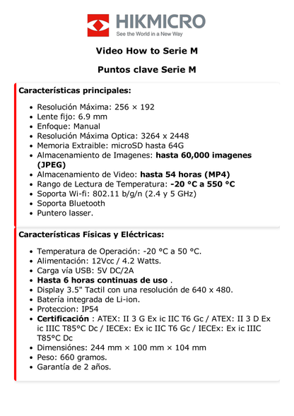 BX20 - Cámara Termográfica Portátil Antiexplosión ATEX / Dual / Lente Térmico 6.9 mm (256 x 192) / Lente Óptico (8 Megapixel) / WiFi / IP54 / z MicroSD hasta 64 Gb  / Hasta 6 Horas de Funcionamiento Continuo