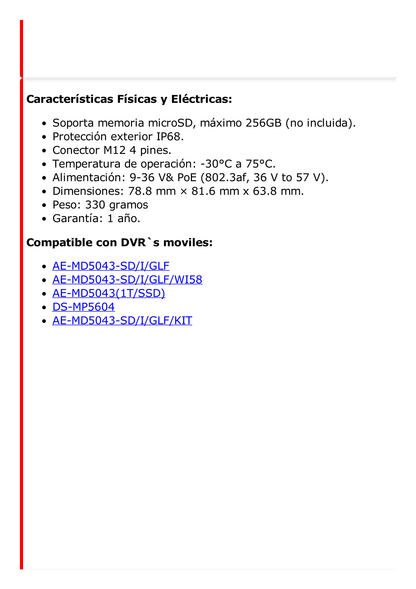 Cámara Móvil IP 5 Megapixel / Lente 8 mm / 20 mts IR / Exterior IP68 / IK10 / WDR 120 dB / Reconocimiento de Placas (ANPR)