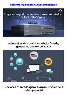 Switch Fibra Óptica L2+ Omada / 8 Puertos SFP+ 10G /  2 Puertos Consola (RJ45 y micro-USB) / Administración Centralizada Omada o Stand-Alone / Multicast IGMP / Calidad de Servicio / Montaje en Rack / Silencioso (sin ventiladores)