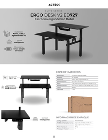 Escritorio de oficina Acteck Ergo Desk V2 ED727 Elite Doble estacion Ajuste Electrico Altura Blanco