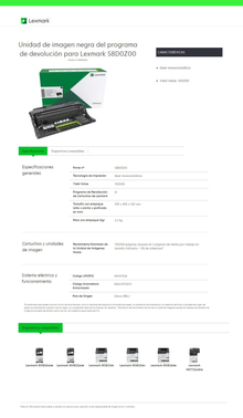 UNIDAD DE IMAGEN LEXMARK 58D0Z00 NEGRO PROG DE DEVOLUCION MX826ade/MX722adhe (150 000 PAG)