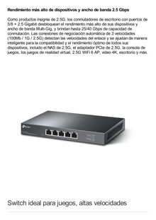 Switch Gigabit no administrable de 5 puertos 100 Mbps/ 1 Gbps/ 2.5 Gbps ideal para WiFi 6