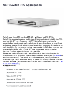 UniFi Switch PRO Aggregation Capa 3 para fibra óptica con 28 puertos SFP+ (10G) y 4 puertos SFP28 (25G), pantalla informativa