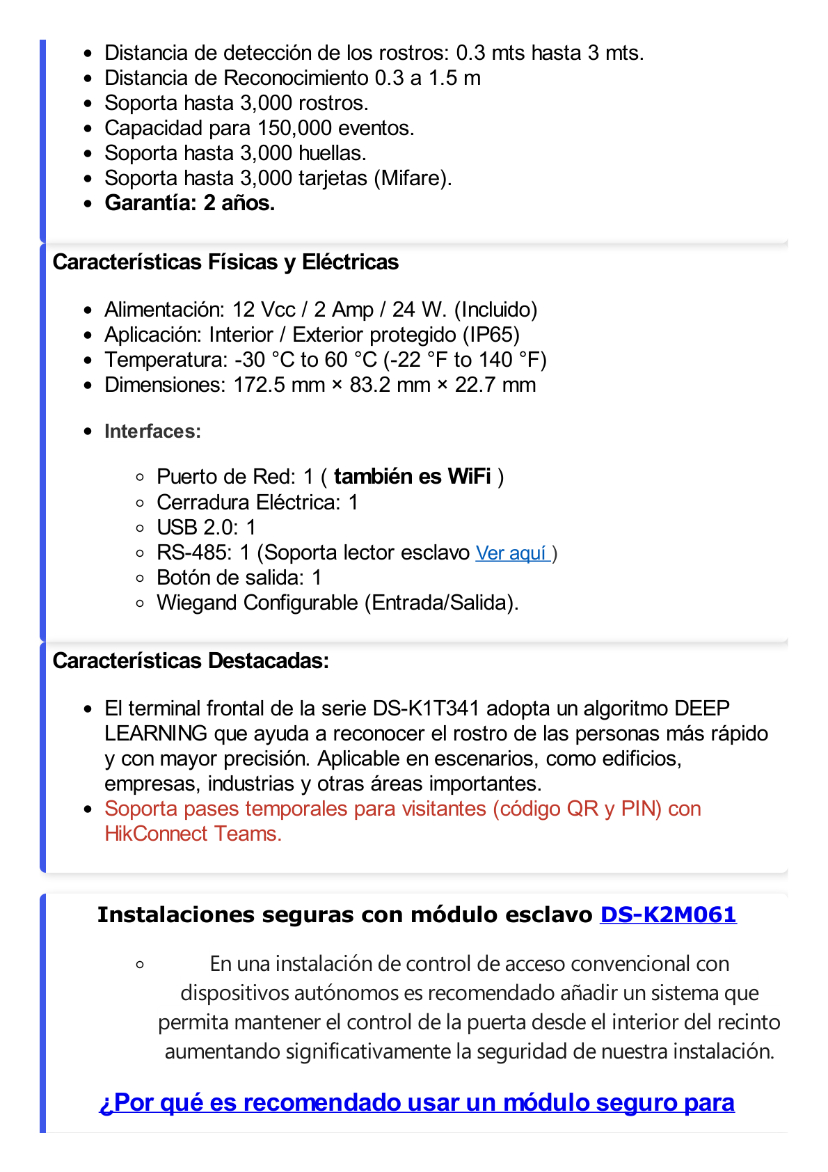 Terminal Min Moe WiFi de Reconocimiento Facial ULTRA RÁPIDO (Exterior IP65) / Hasta 1.5 mts en lectura / Soporta P2P Hik-Connect / 3,000 Usuarios /QR y Videoportero (ambientes de bajo ruido)