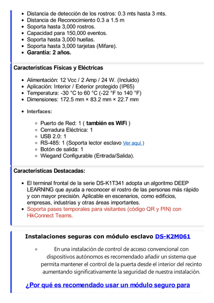 Terminal Min Moe WiFi de Reconocimiento Facial ULTRA RÁPIDO (Exterior IP65) / Hasta 1.5 mts en lectura / Soporta P2P Hik-Connect / 3,000 Usuarios /QR y Videoportero (ambientes de bajo ruido)