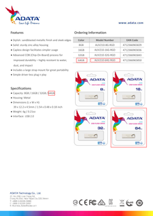 MEMORIA ADATA 64GB USB 2.0 UV210 METALICA