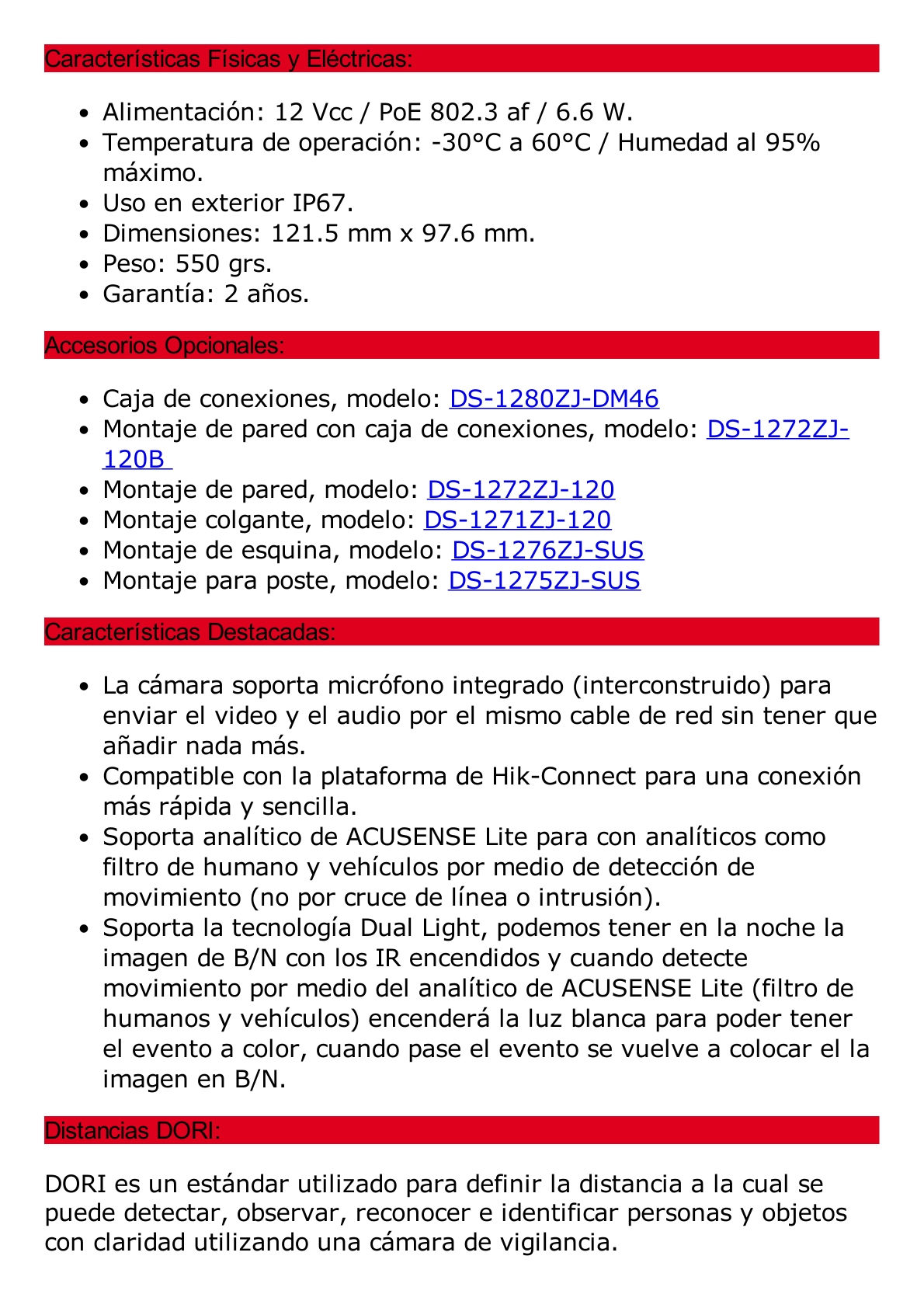 Domo IP 6 Megapíxel / ACUSENSE Lite (Detección de Movimiento en Humanos y Vehículos)  / Lente 2.8 mm / Luz Blanca 30 mts / Imagen a Color 24/7 / Exterior IP67 /  WDR 120 dB / PoE / ONVIF