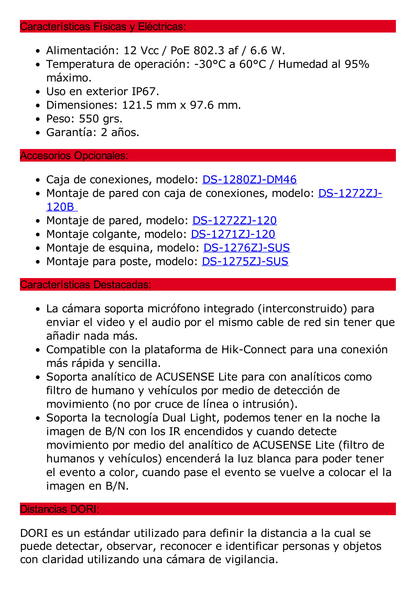 Domo IP 6 Megapíxel / ACUSENSE Lite (Detección de Movimiento en Humanos y Vehículos)  / Lente 2.8 mm / Luz Blanca 30 mts / Imagen a Color 24/7 / Exterior IP67 /  WDR 120 dB / PoE / ONVIF