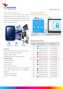 HD Ext 2 TB Adata 2.5 pulg USB 3.1 HV300 Slim Color Blanco AHV300-2TU31-CWH