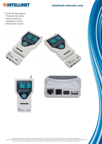 PROBADOR DE CABLES INTELLINET RJ11 RJ45 USB FIREWIRE