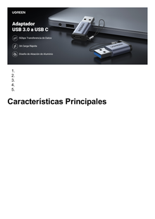 Adaptador USB 3.0 Macho a USB-C 3.1 Tipo C Hembra |Carga y Sincronización de Datos | Admite Corriente de 3A | Transferencia de hasta 5 Gbps | Amplia Compatibilidad | Chip VL160 | Caja de Aluminio | Color Gris