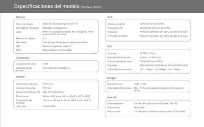 Mini Cámara EZVIZ IP PT 2 MP WiFi Uso Residencial Seguimiento Inteligente Audio Dos Vías MicroSD