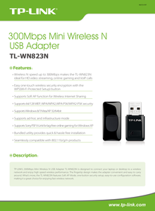 Adaptador inalámbrico Mini USB 2.0 TP-Link TL-WN823N N 300Mbps