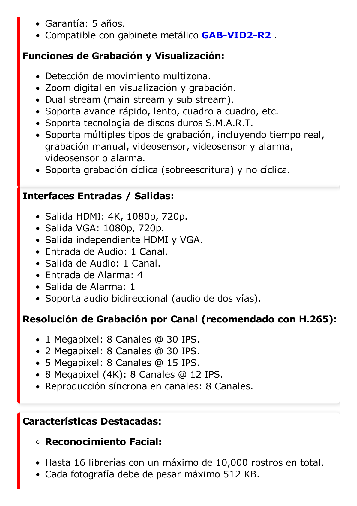 (ACUSENSE / Evita Falsas Alarmas) NVR 12 Megapixel (4K) / Reconocimiento Facial / 8 Canales IP / Base de Datos / 8 Puertos PoE+ / 2 Bahías de Disco Duro /  Switch PoE 300 mts Modo Extendido