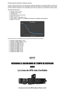 UPS de 1200VA/720W / Topología Línea Interactiva / Entrada y Salida 120 Vca / Clavija NEMA 5-15P / 6 Tomas NEMA 5-15R