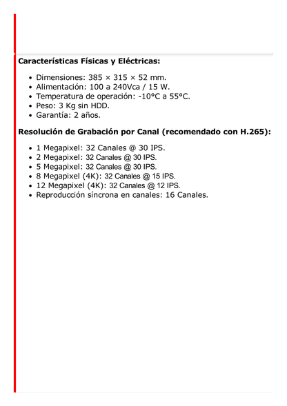 NVR 12 Megapixel (4K) / 32 canales / 16 Puertos PoE+ / Soporta Cámaras con AcuSense / Hik-Connect / 2 Bahías de Disco Duro / Switch PoE 300 mts / HDMI en 4K / Soporta POS