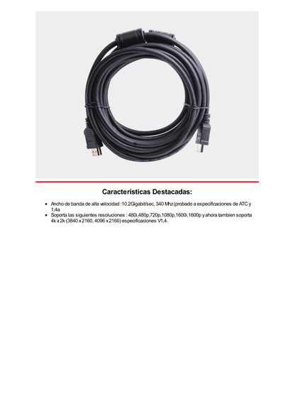 Cable HDMI de 3 Metros (High Speed) / Resolución 4K / Soporta Canal de Retorno de Audio (ARC) / Soporta 3D / Blindado para Reducir Interferencia / Chapado en Oro / Alta Resistencia y Durabilidad