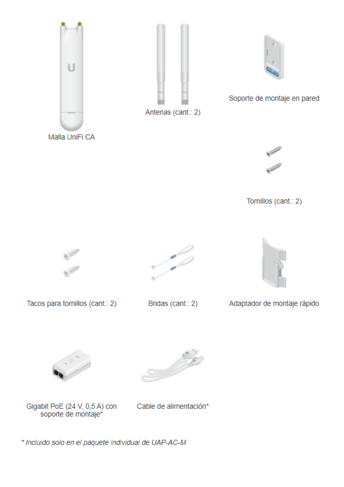 Access Point UniFi MESH para exterior 802.11ac doble banda 2.4/5 GHz, MIMO 2x2, antenas desmontables, hasta 1167 Mbps