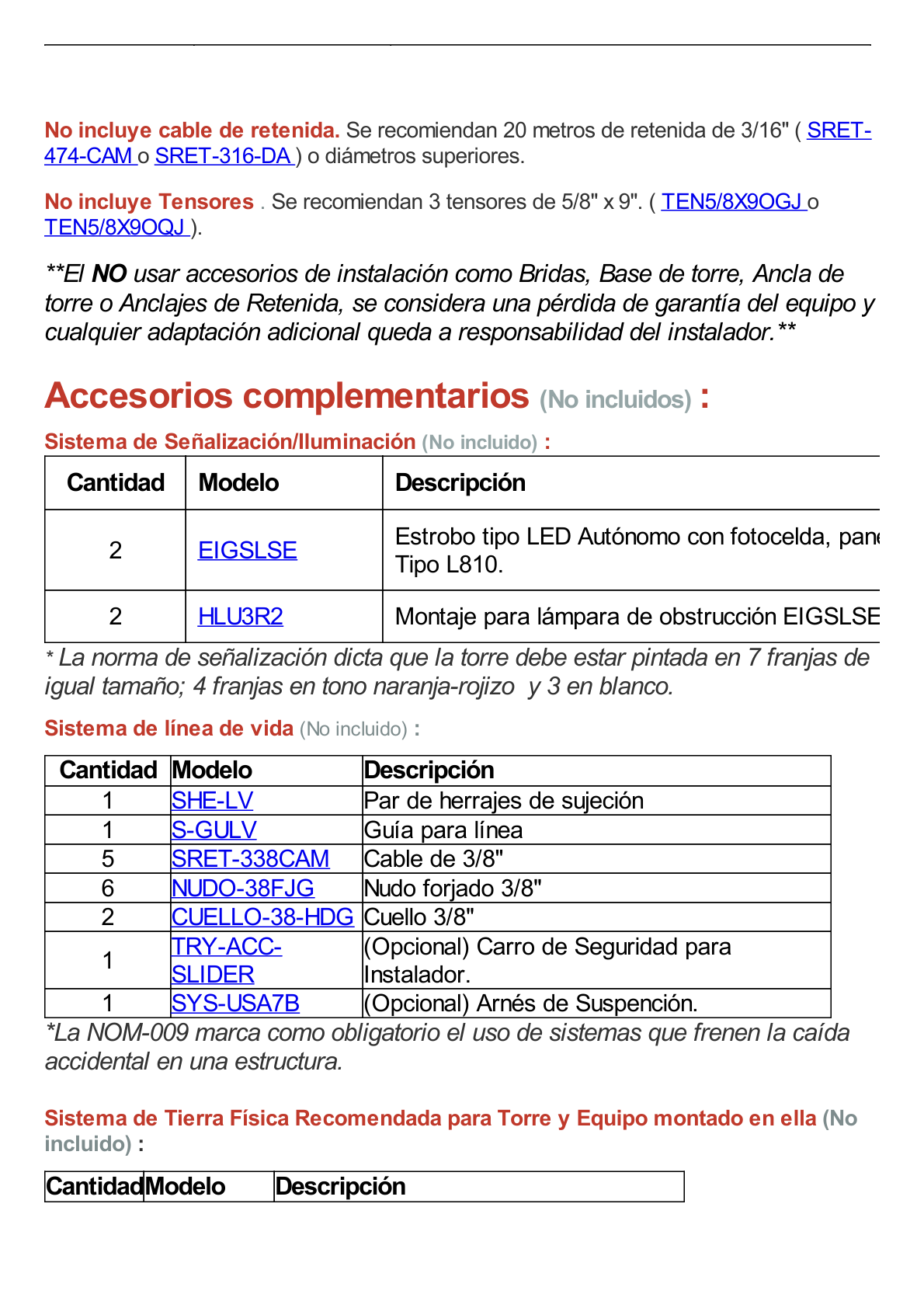 Kit de Torre Arriostrada de Piso de 3 m Altura con Tramo STZ-35G Galvanizada por Inmersión en Caliente (No incluye retenida).