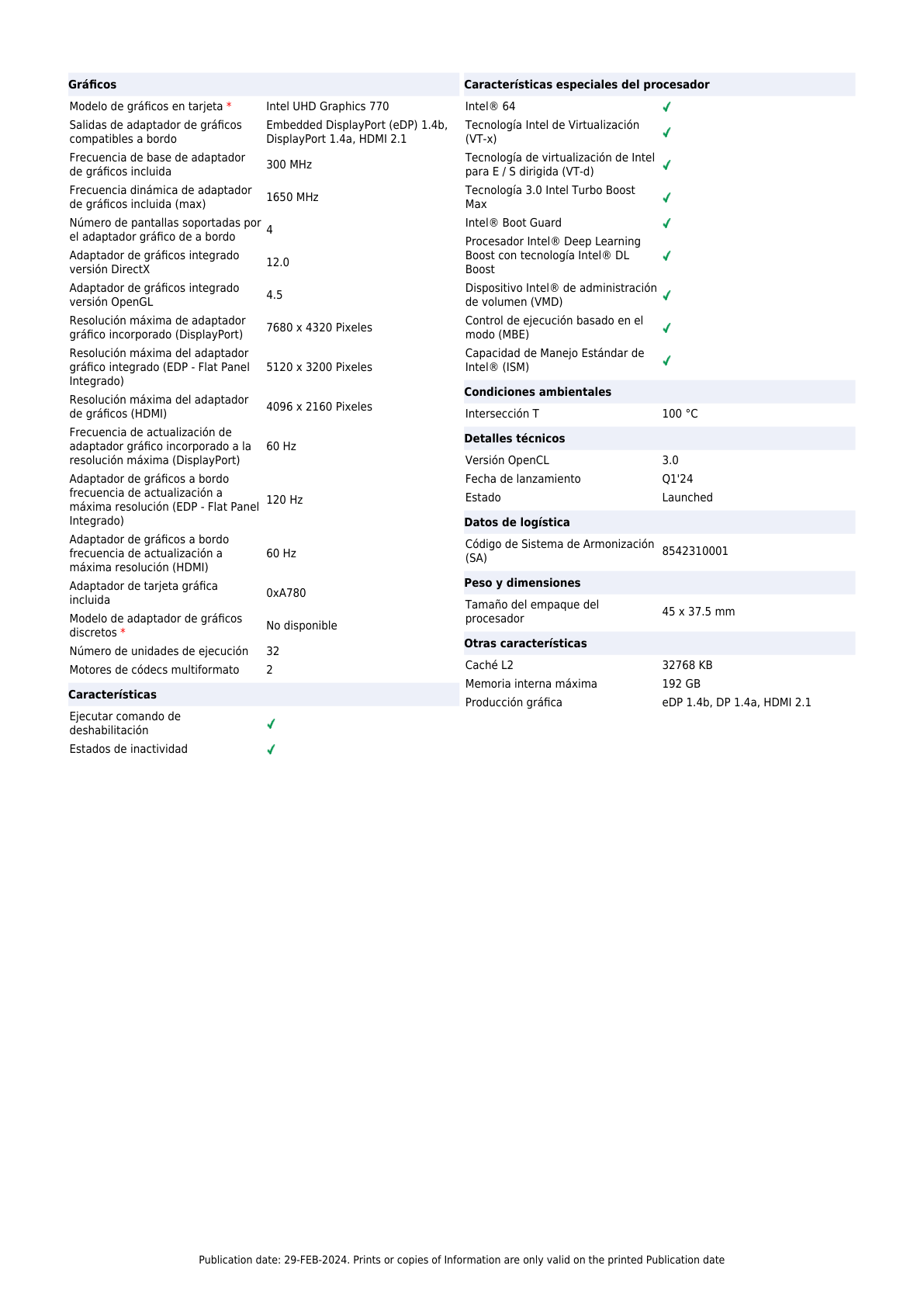 Procesador Intel Core i9-14900 con disipador y graficos LGA 1700 14a Gen 24Core 2.0Ghz 65w