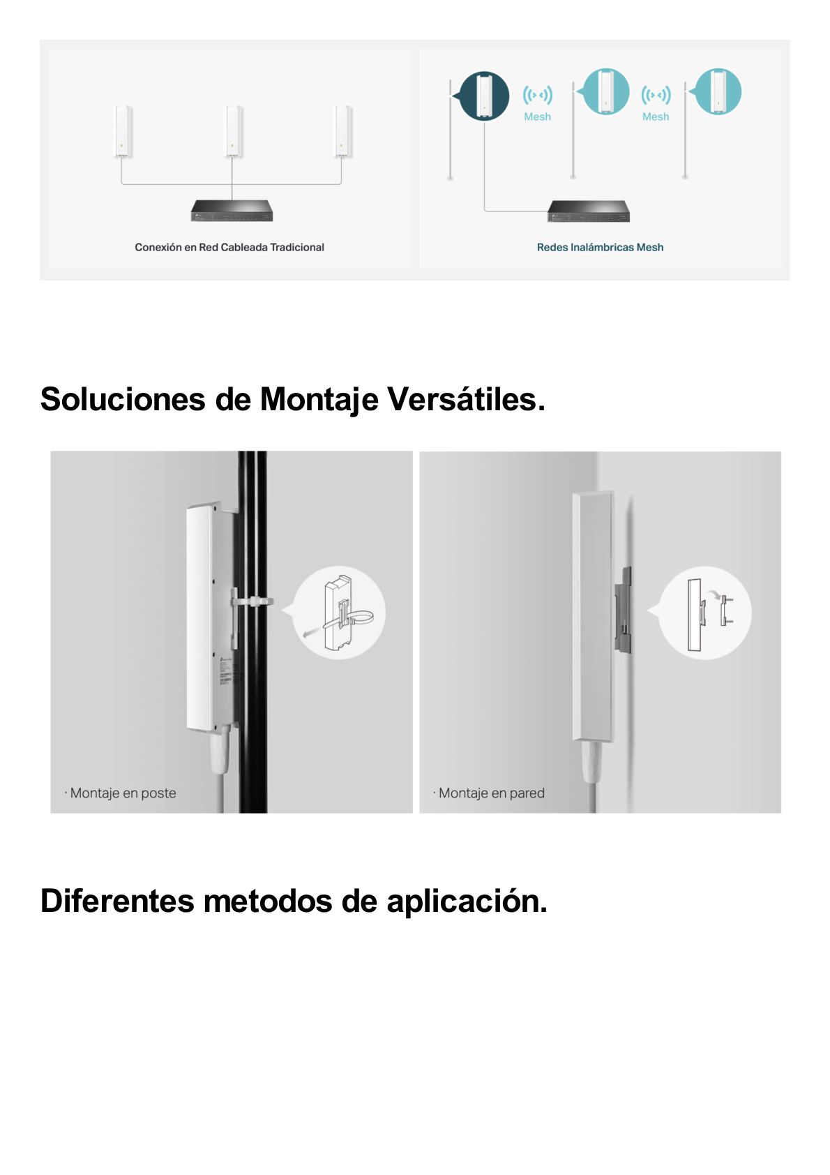 Punto de Acceso Omada Exterior-Interior / Wi-Fi 6 AX1800 MU-MIMO 2x2 / Mesh Omada / Alta Densidad de Usuarios / Configuración por Controlador o Stand-Alone / Para Montaje en Mástil/ Pared / Alimentación PoE+