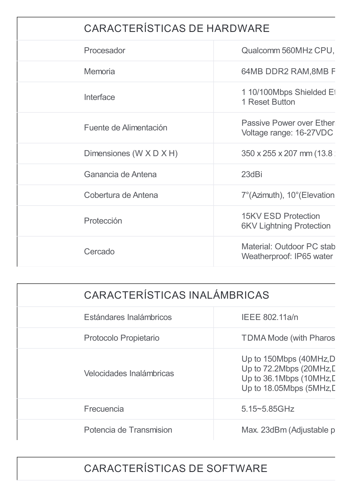 CPE de Exterior de 5 GHz a 150Mbps, Antena direccional de 23dBi, potencia de 23 dBm, PoE pasivo