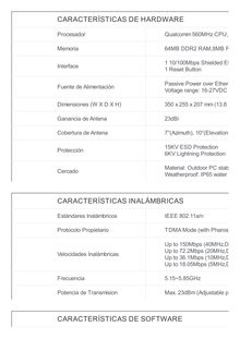 CPE de Exterior de 5 GHz a 150Mbps, Antena direccional de 23dBi, potencia de 23 dBm, PoE pasivo