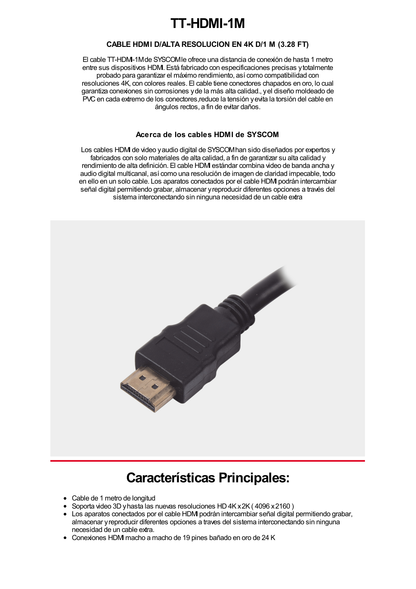 Cable HDMI de 1 Metro (High Speed) / Resolución 4K / Soporta Canal de Retorno de Audio (ARC)/ Soporta 3D / Blindado para Reducir Interferencia / Chapado en Oro / Alta Resistencia y Durabilidad.