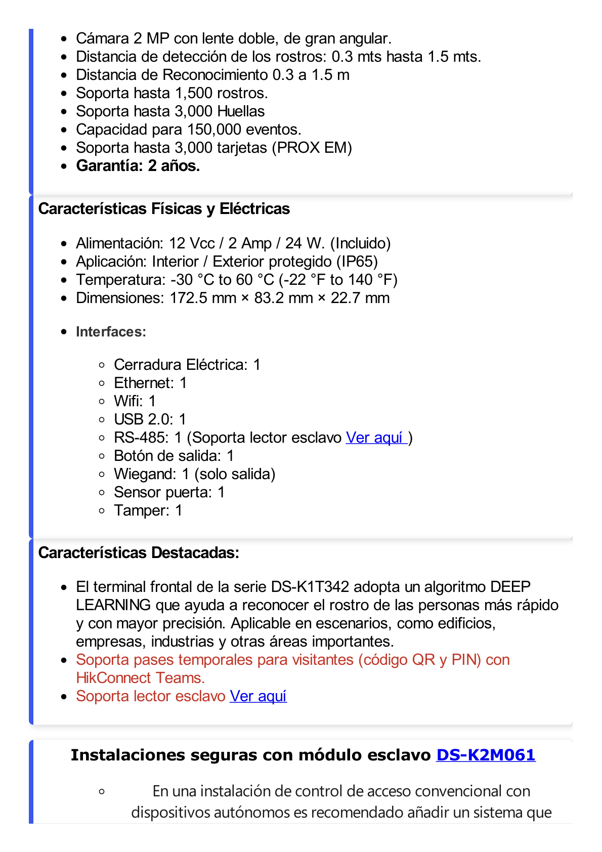 Terminal Min Moe WiFi de Reconocimiento Facial y Huella con lector PROX EM / Exterior IP65  / Hasta 1.5 mts en lectura de rostro / Soporta P2P Hik-Connect / 1,500 Rostros / 3,000 Huellas / Videoportero.