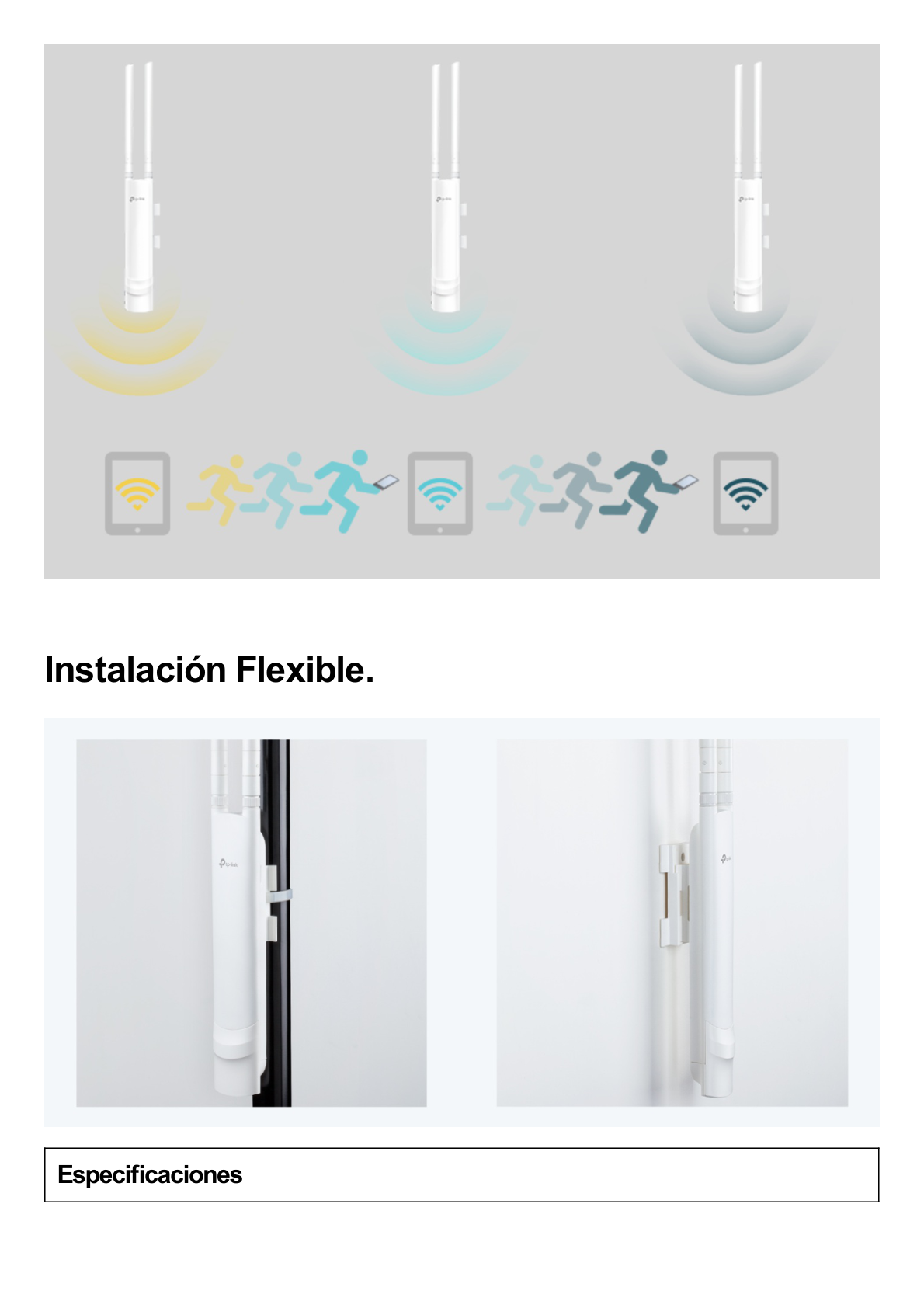 Punto de Acceso Omada / Doble Banda AC 1200 MU-MIMO / Mesh Omada / Montaje en Mástil-Pared / Configuración Stand-alone o Por Controlador / Alimentación PoE af/at | PoE Pasivo 24 V