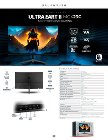 Monitor Balam Rush 23.8 Ultra Earth II MGX23C VA curvo Negro  Full HD 1MS 165Hz HDMI + DP + TYPE-C 15W + 3.5mm