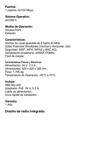 PowerBeam airMAX M2, hasta 150 Mbps, frecuencia 2 GHz (2405 - 2475 MHz) con antena tipo plato de 18 dBi