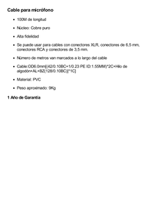 Cable para Micrófono de 100 Metros | Compatible con Conectores XLR,  6.5 mm, 3.5 mm y RCA | PVC | Marcado por Metro | Alta Fidelidad | Núcleo de Cobre Puro.