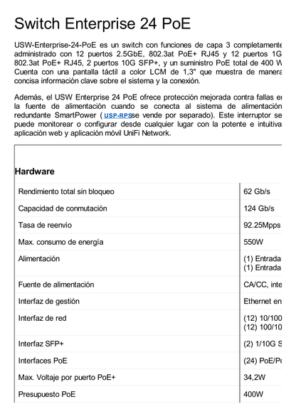 UniFi Switch Empresarial Capa 3 de 24 puertos PoE 802.3af/at (12 puertos 2.5G y 12 puertos 1G) + 2 puertos 1/10G SFP+, 400W, pantalla informativa