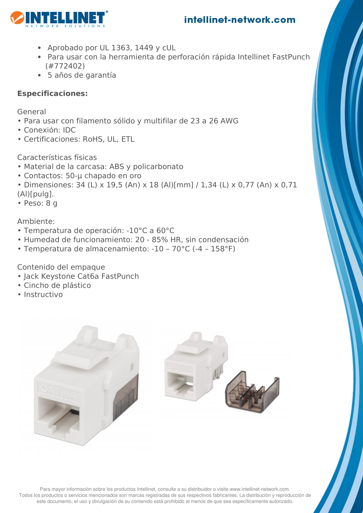 JACK INTELLINET CAT 6A DE IMPACTO BLANCO