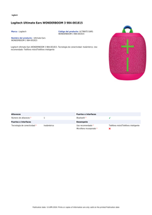 Bocina Logitech UE Wonderboom 3SUBW Rosa Bluetooth Resistente al Agua