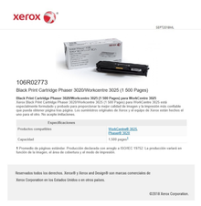 TONER XEROX 106R02773 NEGRO 3020/3025 (1 500 PAG)