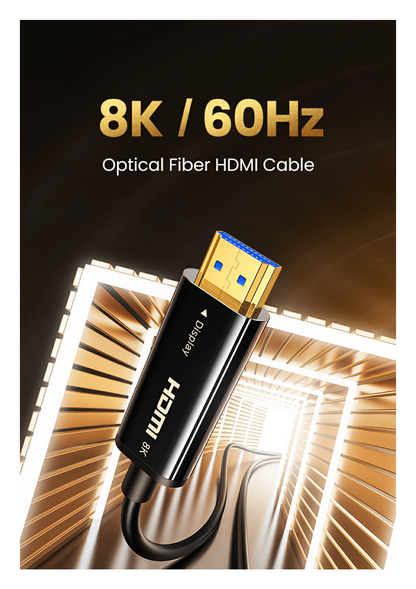 Cable HDMI de 10 Metros por Fibra Óptica 8K@60Hz / Fibra de 4 núcleos + Cobre estañado de 7 núcleos / Compatible con HDMI 2.1 / Alta velocidad 18 Gbps / 3D / HDR / Caja de Aleacion Zinc / Premium