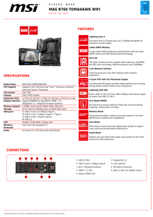 Tarjeta madre MSI MAG B760 Tomahawk Wifi socket 1700 Gen 12/13/14 4xDDR5 HDMI DP ATX