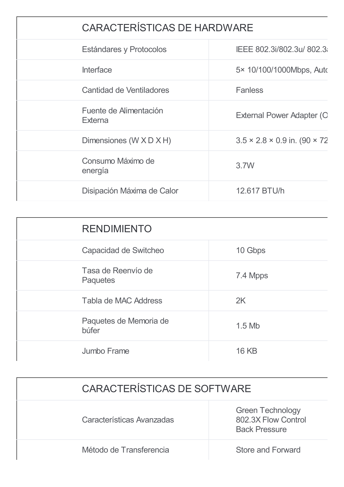 Switch para escritorio 5 puertos 10/100/1000Mbps