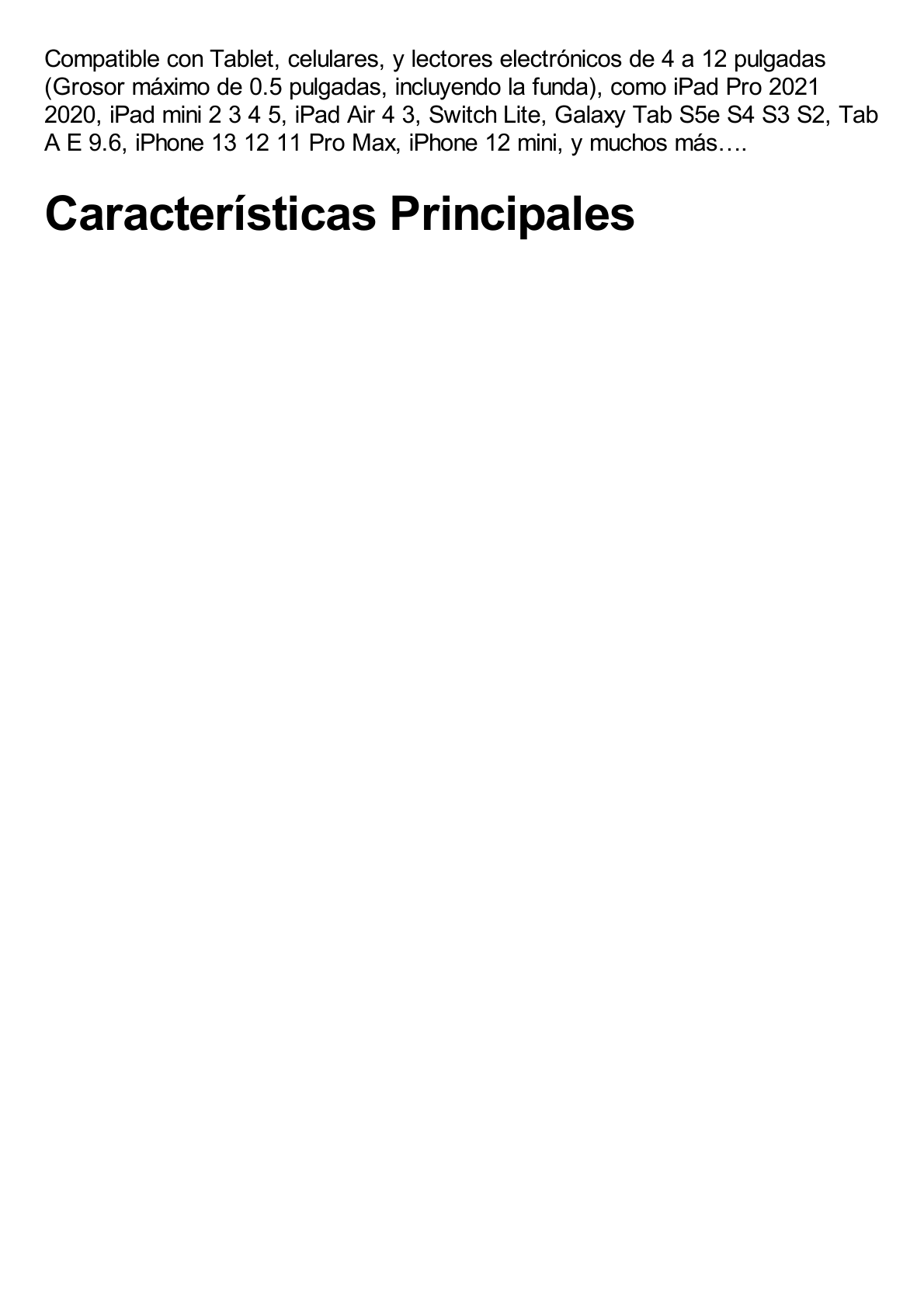 Soporte de Escritorio para Tablet /  Ajustable de 0° a 100° / Goma Antiarañazos / Antideslizante / Amplia Compatibilidad con dispositivos de 4'' a 13'' / Plegable / ABS / Color Blanco