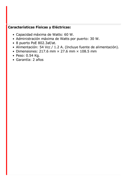 Switch Gigabit PoE+ / Administrable / 8 Puertos 1000 Mbps PoE+ / 2 Puertos 1000 Mbps de Uplink / Configuración Remota desde Hik-PartnerPro / Modo Extendido hasta 300 Metros / 60 W