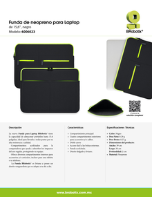 Funda Brobotix Aircase de Neopreno Para Laptop 15.6 Negro