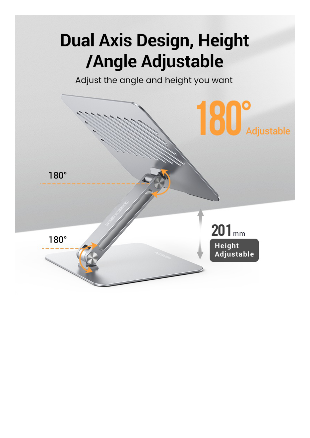 Soporte de Aluminio para Laptop | Ajustable 180° | Soporta Laptops de 10 a 17.3''| Capacidad de Carga 5Kg | Excelente Estabilidad | Diseño Para Alta Disipación de Calor | Altura y Angulo Ajustable | Plegable y Portátil.