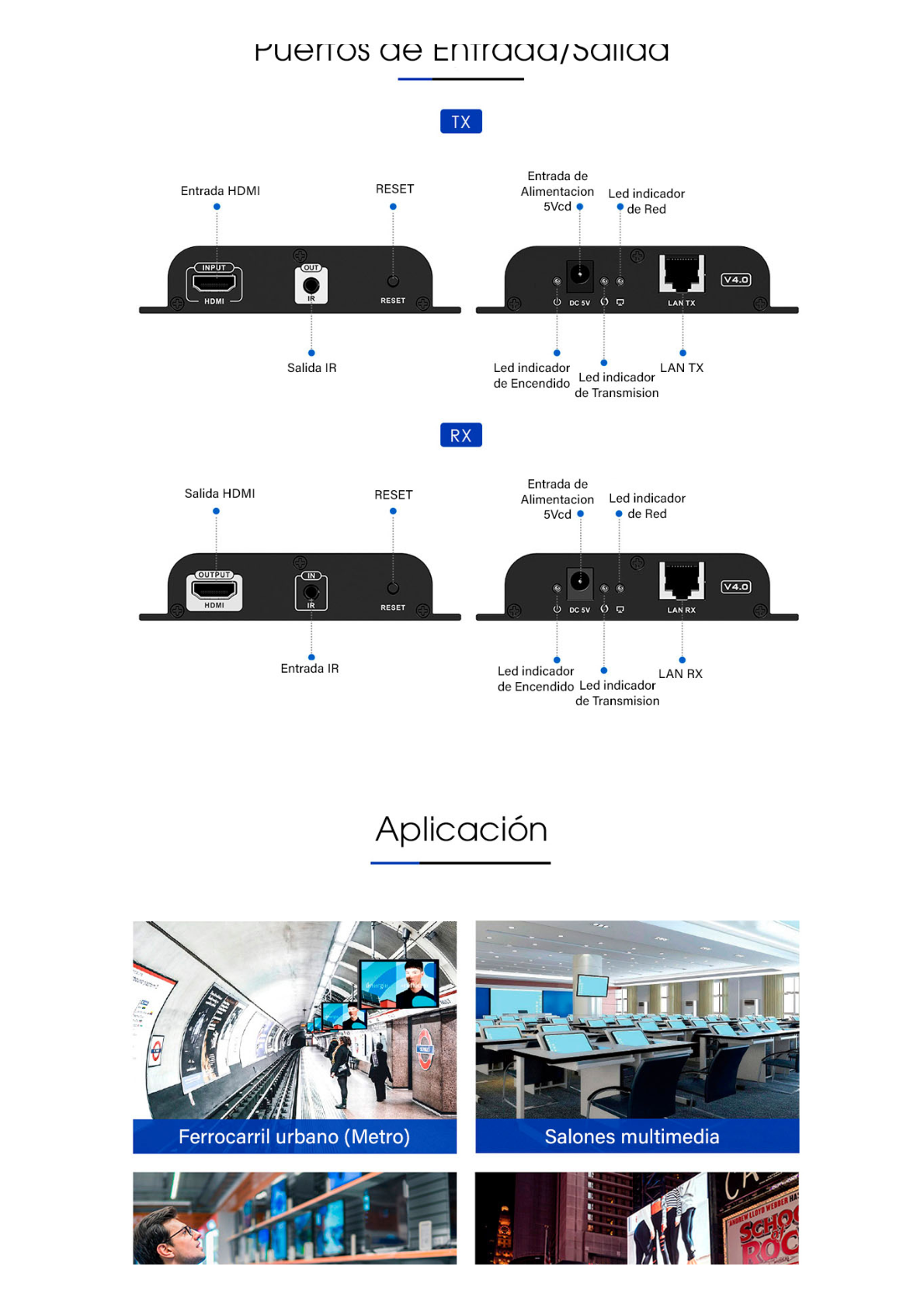 Receptor Compatible para Kits TT683-4.0 / Resolución 4K@30Hz / Cat 5e/6 / Distancia de 120 m / Control IR /  Soporta HDbitT/ Compatible con Switch Gigabit.