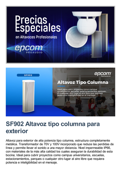 Altavoz tipo Columna | Metálica Para Exterior de 30W - 60W | IP66