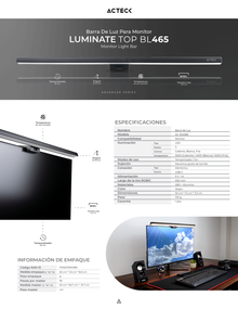 Barra de Luz Acteck Para Monitor Luminate Top BL465 Ultra Delgado Iluminación e Intensidad Ajustable